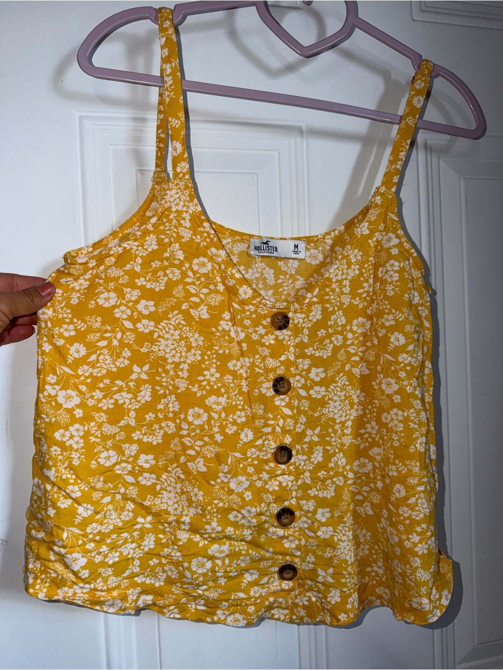Hollister Yellow Floral Button-Front Cami